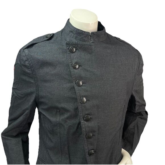 John Varvatos Mainline Men L/42 Asymmetrical Military Fleur De Lis Jacket Italy - Picture 3 of 16